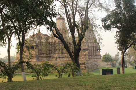 The monuments viewed beyond the trees of the complex 