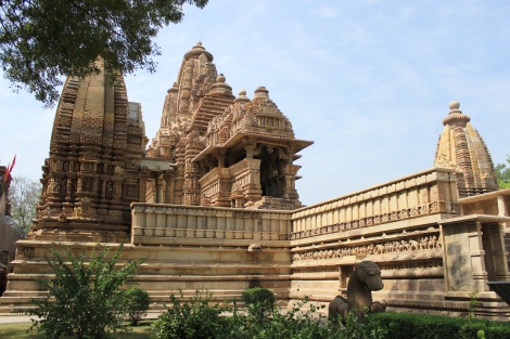 View of the Glorious Lakshamana temple with its exquisitely carved Adhisthana.