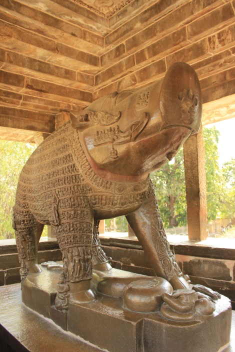 The 1.7m high impressive monolith of Varaha with hundreds of Gods carved over its body